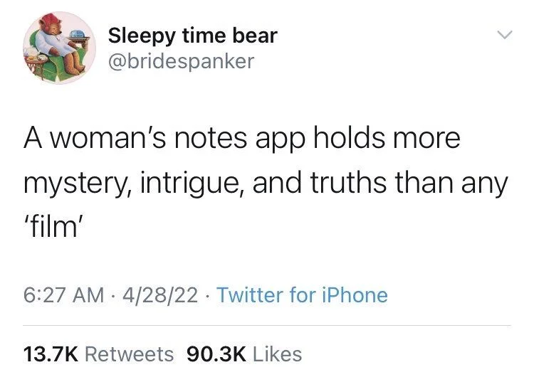 A woman's notes app holds more mystery, intrigue, and truths than any
'film'