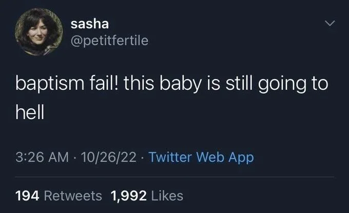 baptism fail! this baby is still going to
hell