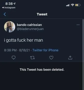 i gotta fuck her man
8:38 PM 8/18/21. 

This Tweet has been deleted.