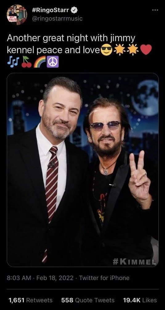 Another great night with jimmy kennel peace and love
JJ
#KIMMEL