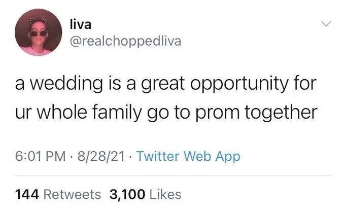 a wedding is a great opportunity for ur whole family go to prom together
