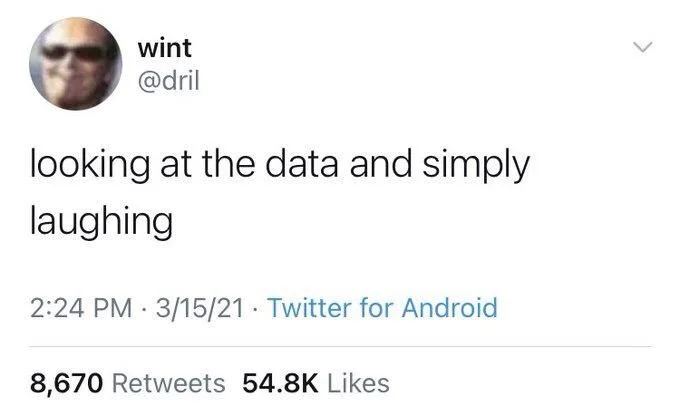 looking at the data and simply
laughing