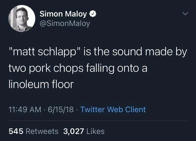 "matt schlapp" is the sound made by
two pork chops falling onto a
linoleum floor