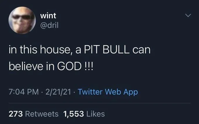 in this house, a PIT BULL can
believe in GOD !!!