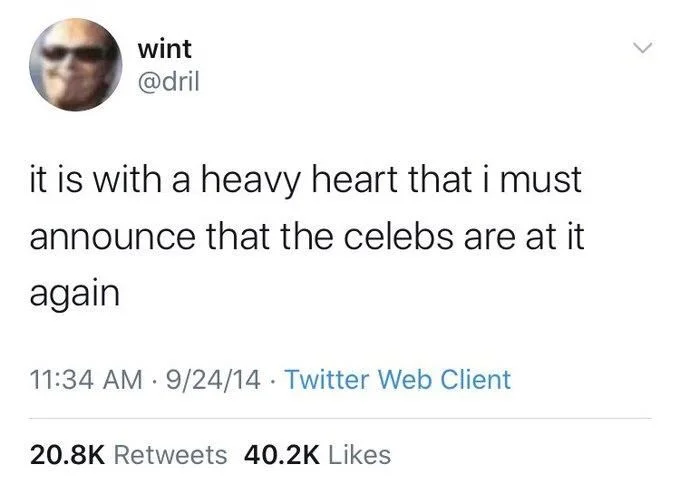 it is with a heavy heart that i must announce that the celebs are at it
again