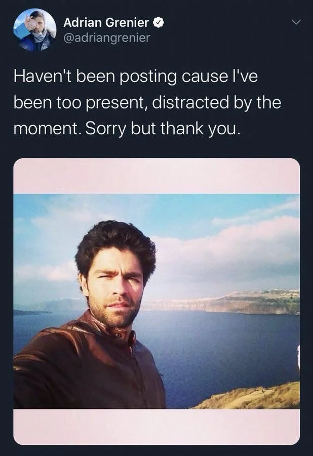 Haven't been posting cause I've
been too present, distracted by the moment. Sorry but thank you.

(photo of the author looking very serious)