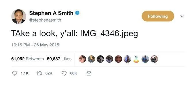 Stephen A. Smith: 

TAke a look, y’all: IMG_4346.jpeg